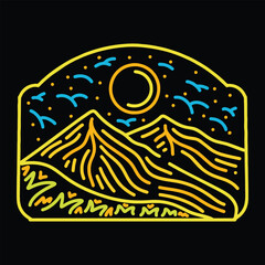 Monoline Mountain Vector Graphic Design illustration Emblem Symbol and Icon