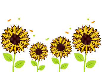 Obraz premium Hand drawn flat sunflower design background