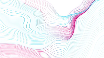 Blue pink minimal wavy lines abstract futuristic tech background