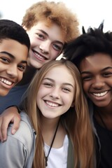 shot of a group of teenagers smiling at the camera