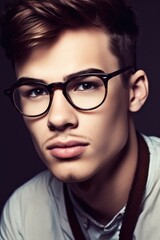 Fototapeta na wymiar closeup of a stylish modern man with trendy glasses
