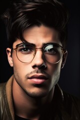 Obraz premium closeup of a stylish modern man with trendy glasses