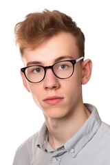 Obraz premium a young man wearing a pair of glasses isolated on white