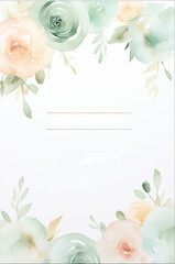  Watercolor Birthday Invitation Card Template, Pastel Mint Green and shimmering Rose Gold hues
