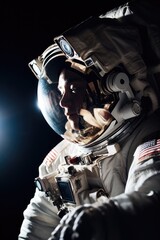 Fototapeta na wymiar shot of an astronaut working on a spacecraft in space