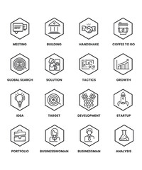 16 Minimalist Line Art Productivity And Business Icons