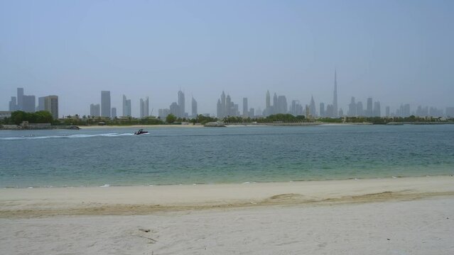 Scenic View of Dubai Skyline from Beach
