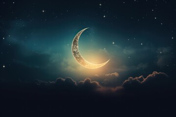 Obraz na płótnie Canvas Beautiful crescent moon in the night sky.