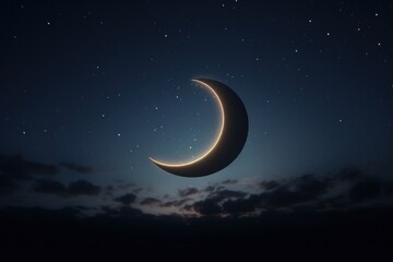 Naklejka na ściany i meble Beautiful crescent moon in the night sky.