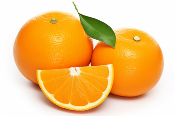 close up view of sliced oranges in front with white background