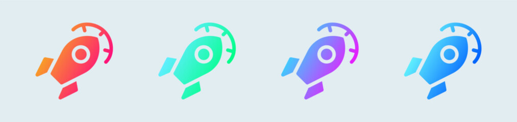 Optimization solid icon in gradient colors. Rocket signs vector illustration.