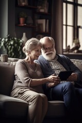 Obraz premium shot of a senior couple using a digital tablet together on the sofa at home