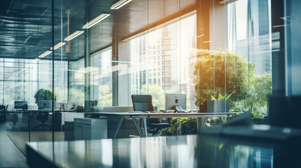 Beautiful blurred background of a light modern office