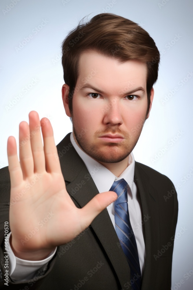 Canvas Prints portrait of a handsome young businessman gesturing for you to stop