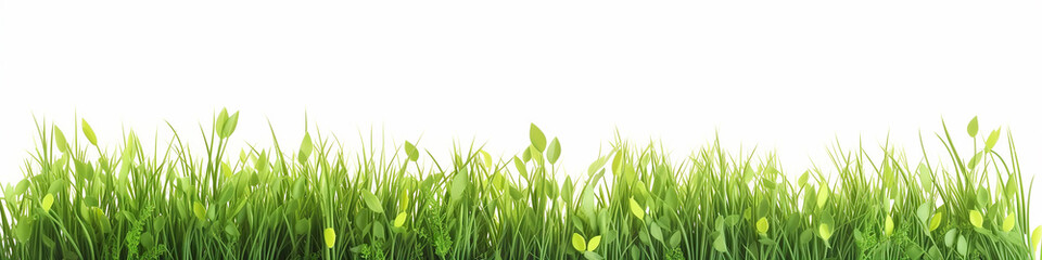 Fototapeta premium a row of 3d green grass on a white background.
