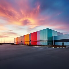 Fototapeta na wymiar Modern logistics warehouse building structure, Generative ai.