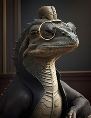 Komodo Elegance - An Anthropomorphic Dragon's Stylish Affair in Defining Your Brand's Essence