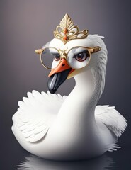 Swan Spectacle - An Anthropomorphic Icon of Intelligence and Style, Elevating Your Brand's Essence