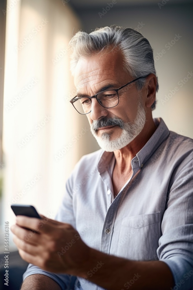 Canvas Prints shot of a mature man using his cellphone at home