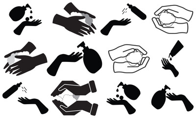 vector illustration of collection of hand gestures silhouettes, Hand vector, biggest collection of vector icons hands
