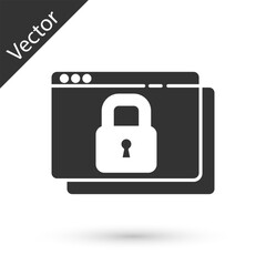 Grey Secure your site with HTTPS, SSL icon isolated on white background. Internet communication protocol. Vector