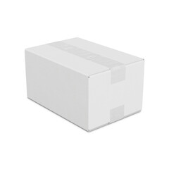 a white corrugated cardboard box mockup isolated on a white background