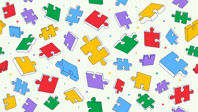 Colorful seamless puzzle pattern.
