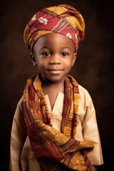 shot of an adorable little boy dressed in traditional african attire