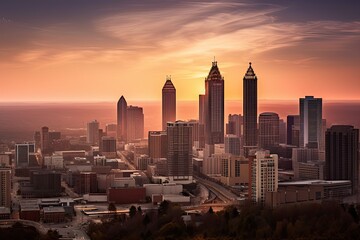 Obraz premium centrum city in sunset 