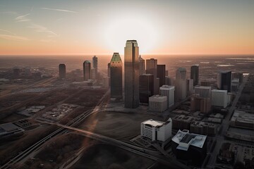 Naklejka na ściany i meble Dallas United States centrum city in sunset 