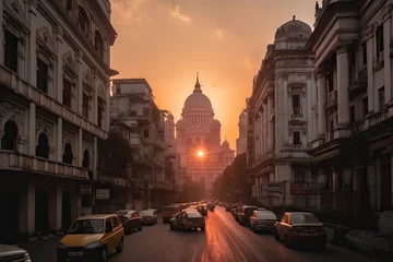 Foto op Aluminium Kolkata India centrum city in sunset  © Tor Gilje