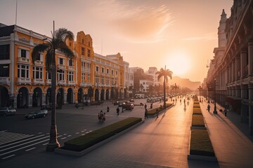 Fototapeta na wymiar Lima Peru centrum city in sunset 
