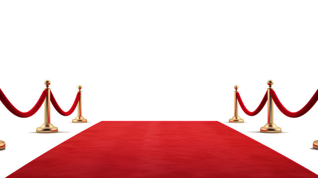 Red carpet velvet 3d render isolated on a white background. Generative AI