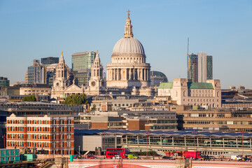St Paul's Cathedral with Blackfriars bridges in London, England 