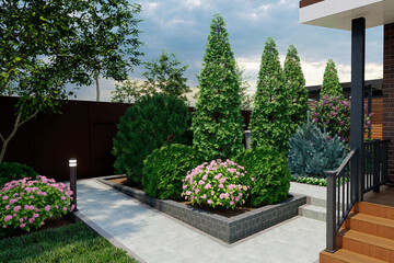 Design of the plot in front of the house