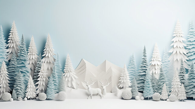 christmas, paper style sculpture background with copy space.