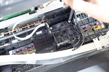 top view, mechanic fixing printer, fixing printhead