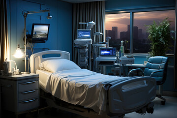 Empty bed in hospital. AI - obrazy, fototapety, plakaty