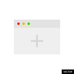 Add new tab vector icon in flat style design for website, app, UI, isolated on white background. Vector illustration.