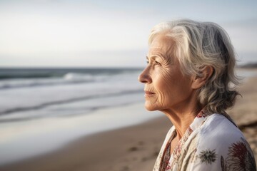 shot of a senior woman looking thoughtful at the beach