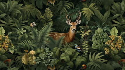Obraz premium a painted deer in the forest.