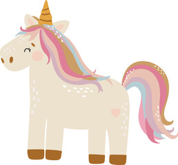 Unicorn animal vector, Abstract baby unicorn vector, pet animal, cute animal isolated, adorable unicorn for print, vector illustration