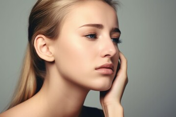 closeup shot of a young woman experiencing discomfort in her ear