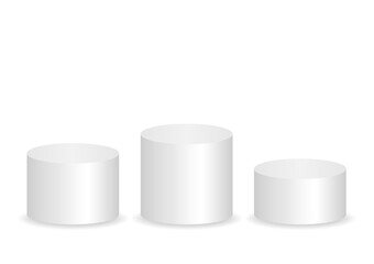 Round Pedestal Podiums. Vector Illustration Isolated on White Background. 