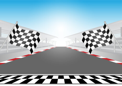 Sport Racing Track With Checkered  Flag. Racing Track with Start or Finish line. Go-kart track. Race track road. Vector Illustration.