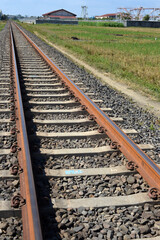 railway line in rice fields