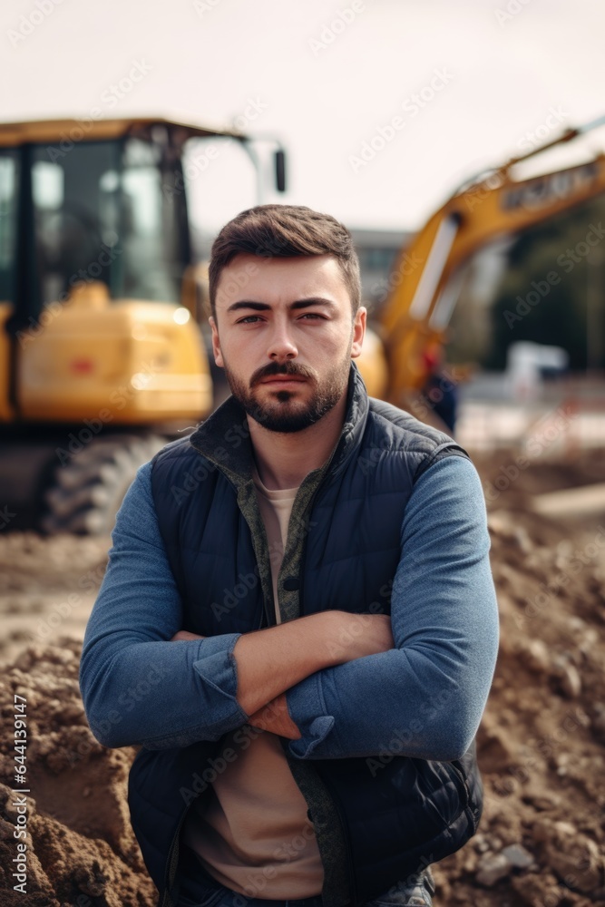 Canvas Prints portrait of a young contractor working on building site