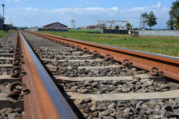 railway line in rice fields