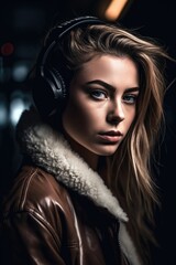 Fototapeta na wymiar shot of an attractive young woman listening to music with headphones