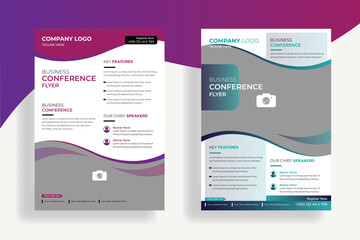 Creative business flyer template layout design in bright color.